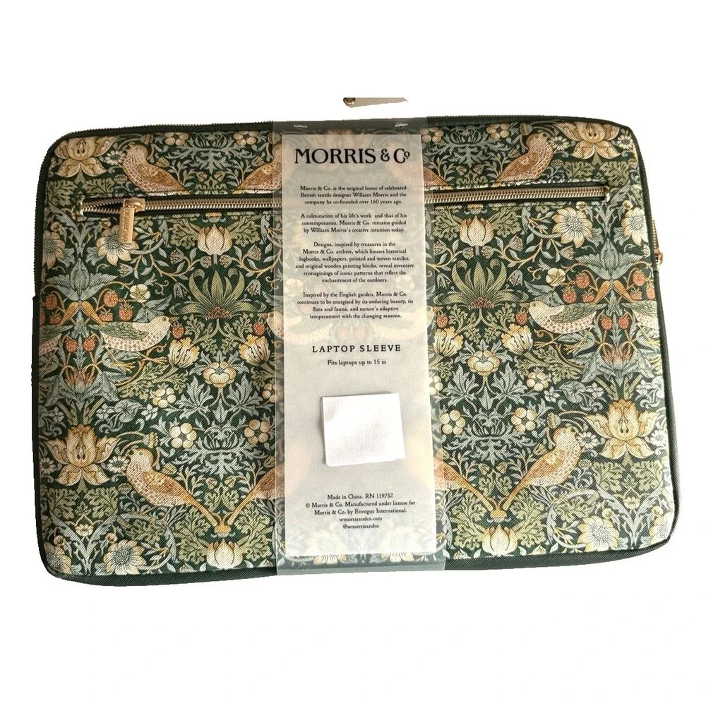William Morris & Co Strawberry Thief Laptop Sleeve Case Padded Fits Up to 15